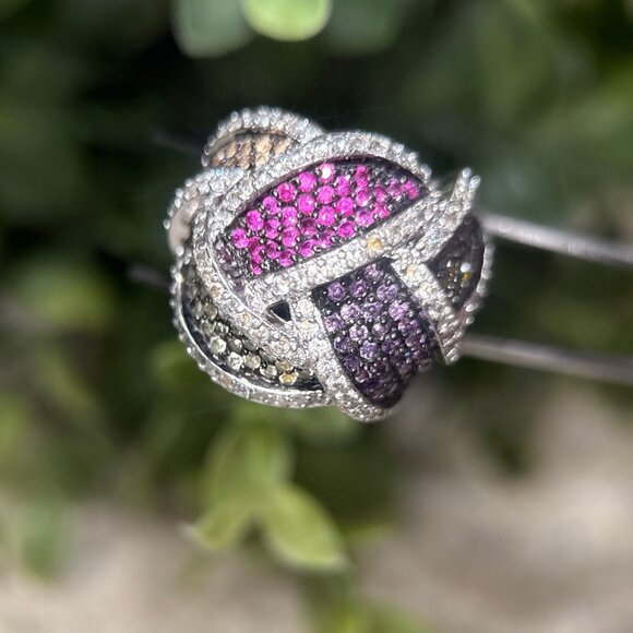 Showstopper 925 Silver Multicolor Stones Ring - Picture 3 of 11